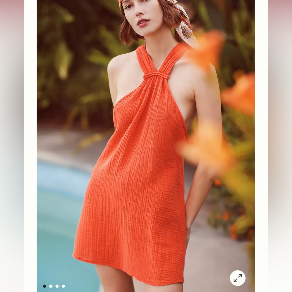 Anthropologie halter mini dress swim cover up